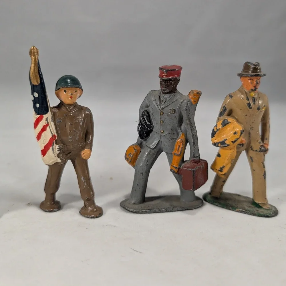 Vintage Barclay Manoil Lead‎ Slush Mold Figures Soldier Police Porter Lot of 5